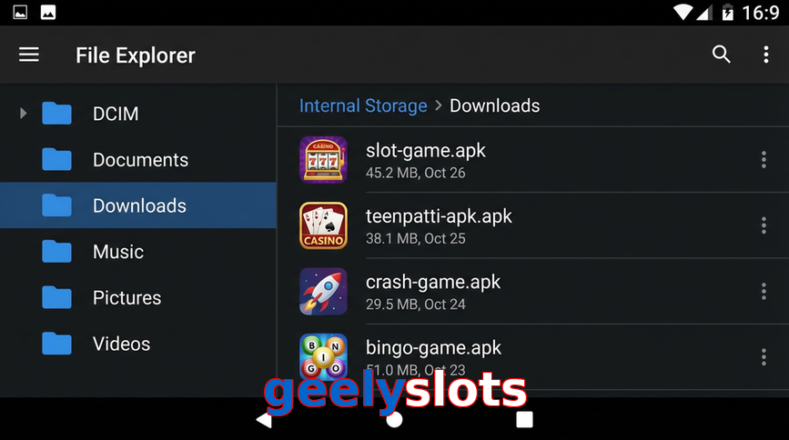 Main screen of Geelyslots gameapk page for PK players