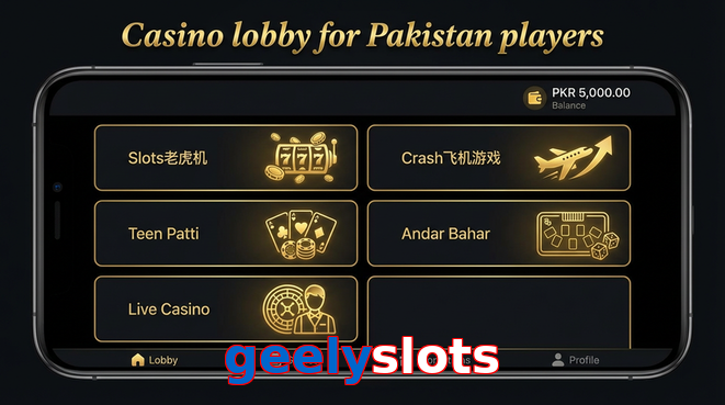 Lobby view of Geelyslots for Pakistan users